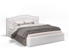 Кровать с подъемным механизмом Стелла 160х200, экокожа белая