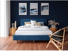 Кровать с латами Легато 180х200, синий с пуговицами