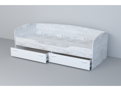 Кровать арт. 016 ЭГО, цвет Белый глянец/бетон светлый