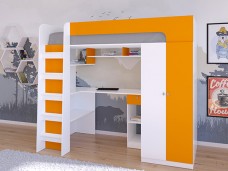 Кровать чердак Астра 10 Белый/Оранжевый