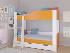 Кровать двухъярусная АСТРА 2  Белый/Оранжевый с ящиком